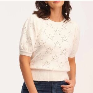 Elie. Elie Tahari Star Knit Short Sleeve Sweater Top | Size Medium